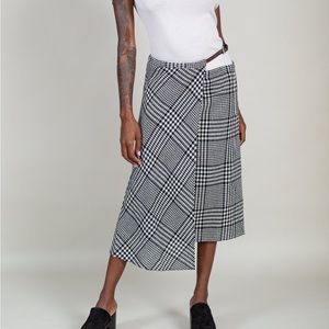 Tibi Sterling Plaid Gauze Belt Wrap Skirt